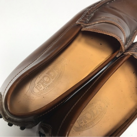 Tod’s Mens Brown Leather Penny Loafer Driving Shoe size 39.5 / US 7 - Picture 8 of 11